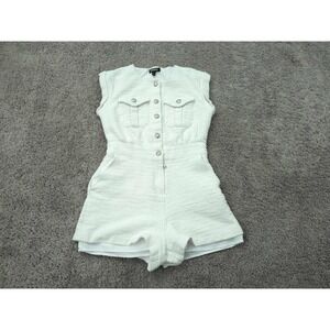 Express Romper Womens 2 White Sleeveless Utility Tweed Lined Casual